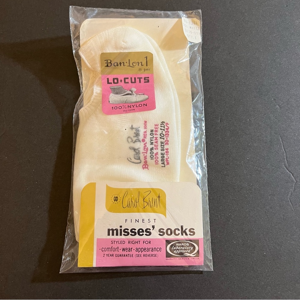 Vintage Ban-Lon Lo-Cuts Carol Brent 100% Nylon Seam Free (Lg) 1-Pair NOS